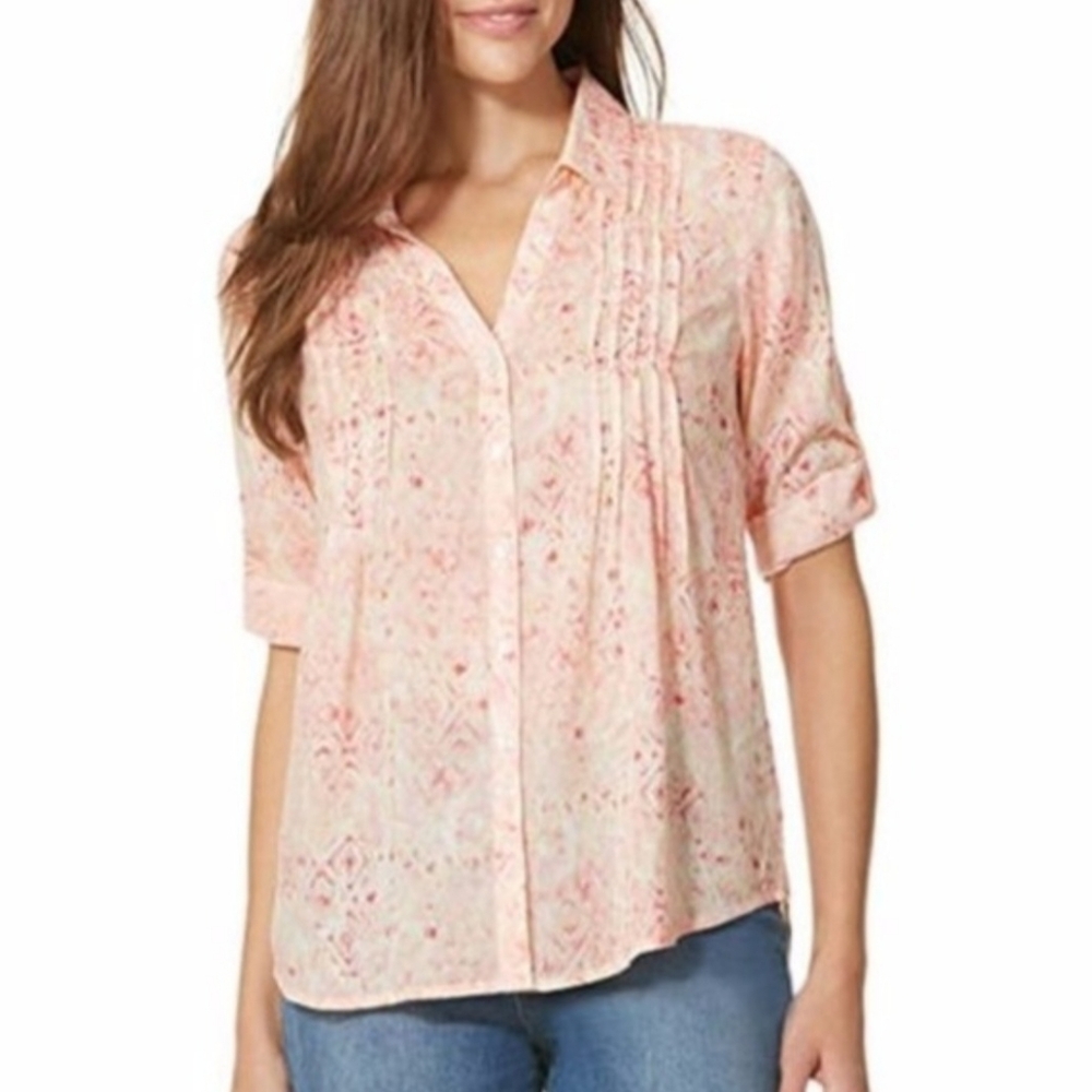 Gloria Vanderbilt Giselle Button Down Blouse Shirt Top Women's Size Small NWT